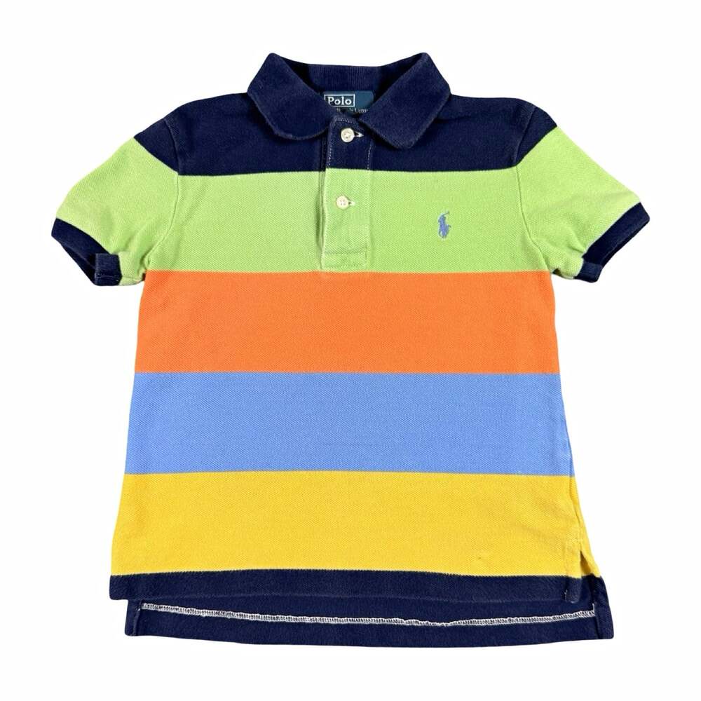 Polo Ralph Lauren Boys 3T Multicolor Striped Piqué Polo Shirt Logo Cotton